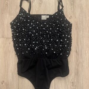 Women’s Black Sequin Bodysuit